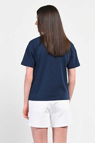 UCLA Γυναικείο μπλουζάκι Avalon Navy Blue Oversize Crew Neck με στάμπα