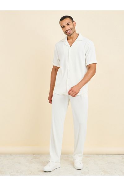Styli Textured Ribbed Knit Relaxed Fit Shirt & Pant Co-Ord Set