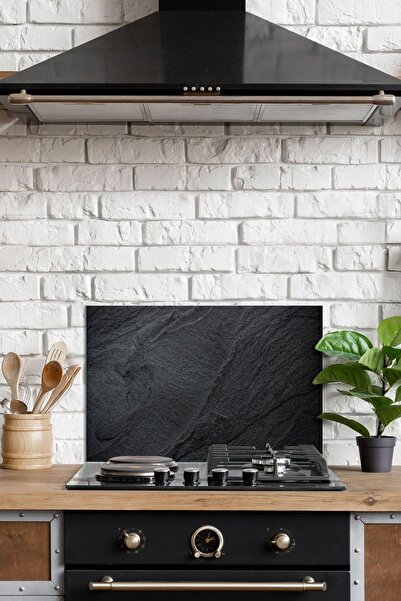 Decovetro Захисний екран для плити з малюнком чорного каменю - 60x52 см