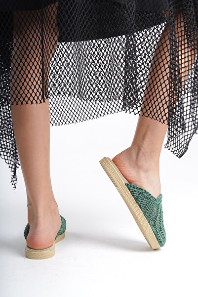 Moda Değirmeni Water Green Women's Lace Slippers - BG1027-122-0001