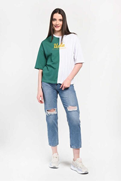 UCLA Γυναικείο μπλουζάκι Feliz Green Crew Neck Κεντημένο