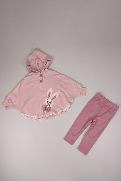 Peki Cotton Poncho Bow Hooded Rabbit Embroidered Baby and Kids Set - Buy 5 Get 4 Gift 14767