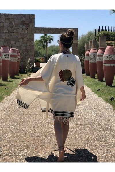 Hayat Ağacı Atölyesi Cotton Bohemian Kimono - Beach Dress