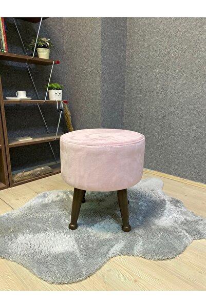 Asedia Miskin Ceviz Pembe Ahşap Ayak Uzatma Pufu Makyaj Koltuğu Tabure Babala...