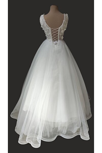 Myscrubs Işıltılı Beyaz Prenses Haute Couture After Party Nikah Elbisesi Geli...