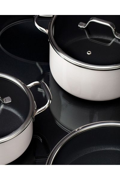 Madame Coco 7 Piece White Titanium Enamel Pot Set