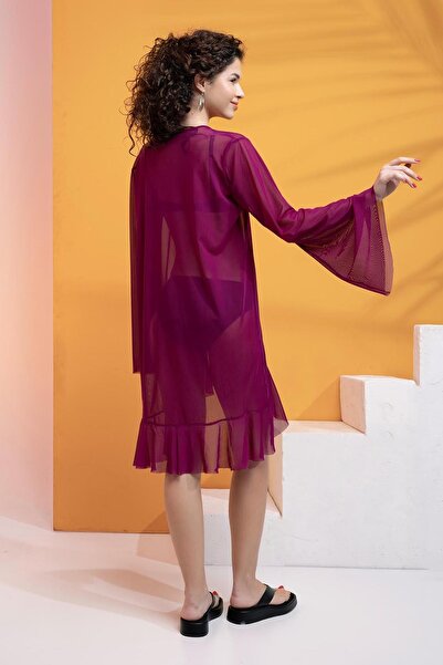 XCLSV Flounced Lycra Kimono Caftan - Tulle