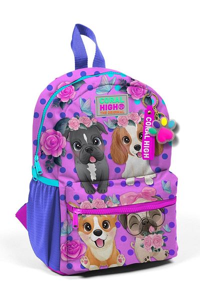 Coral High Rucsac cu două compartimente pentru copii, cu model de câine