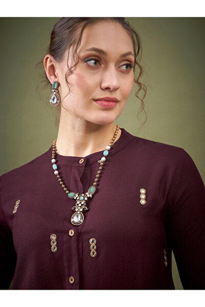 Sassafras By Styli Mirror Embroidered Shirt & Palazzo Set