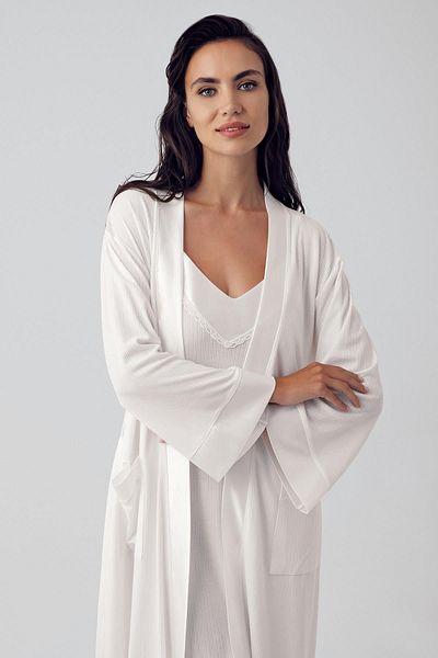 Artış Flexible Viscous Short Strap Women's Dressing Gown and Nightgown Set