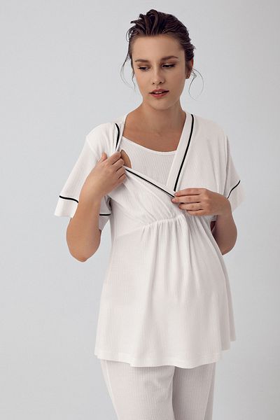 Artış Flexible Viscous Short Sleeve Maternity Pajama Set