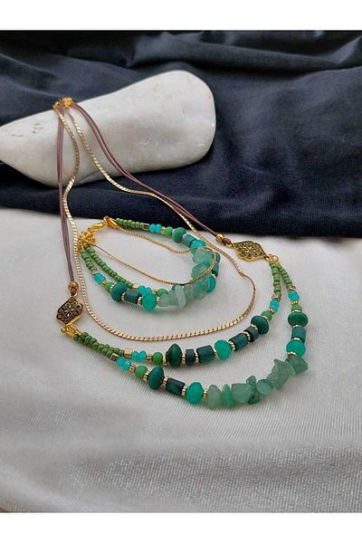 takitokaciniz Natural Jade Stone Women's Necklace Bracelet Set