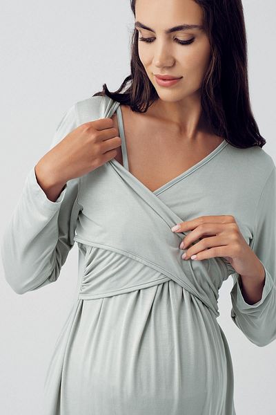 Artış Viscous Lycra Long Sleeve Maternity Pajama Set - 15205
