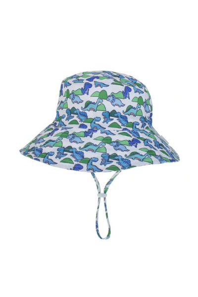 Petityu UV Sun Protection Hat – Upf50+ White Blue Green Dinosaurs Dino Hat