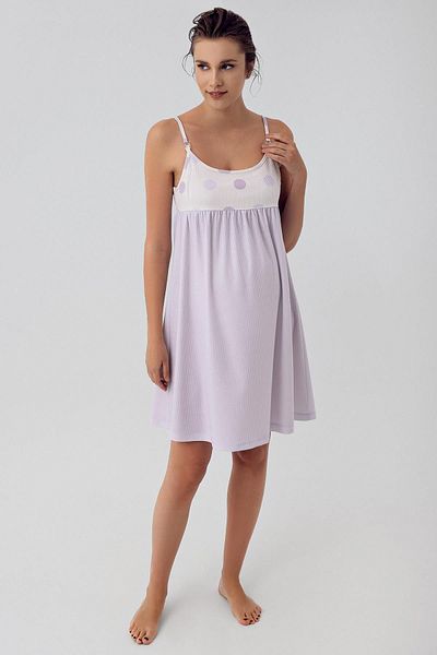 Artış Flexible Viscous Maternity Nightgown - Polka Dot and Short Straps