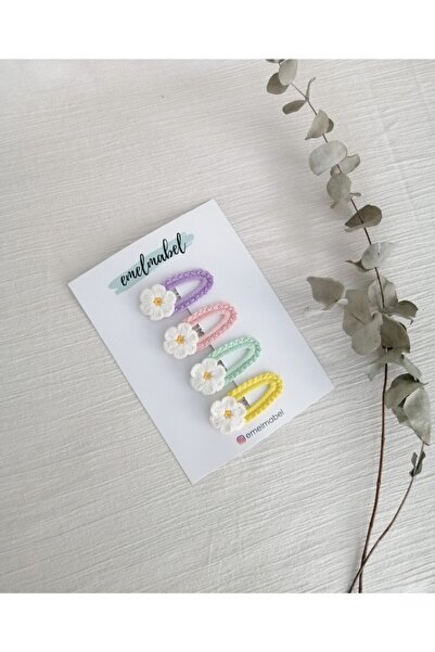 emelmabel Κοριτσίστικο πλεκτό κλιπ μαλλιών με λουλούδια