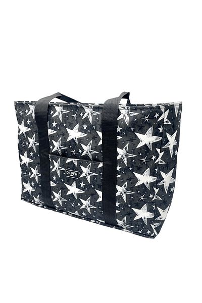 Differ Studio Star Patterned Grey-Smoked Black Inner Bag 2-Piece Strap Beach/Arm/Shoulder/Sports Bag