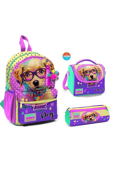 Yaygan Coral High 23552 - Kindergarten Backpack, Lunchbox and Pencil Case Set of 3