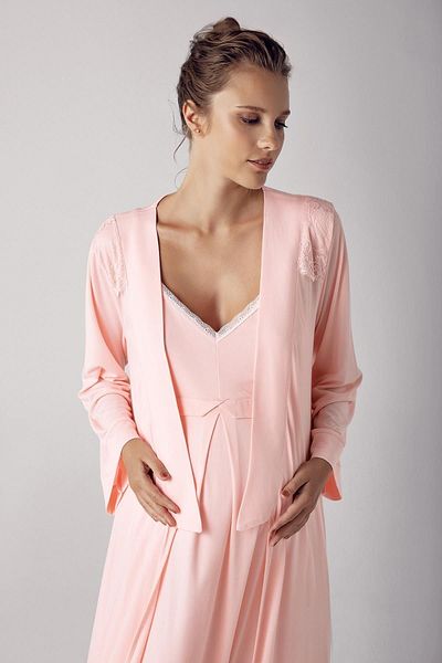 Artış Flexible Viscous Women's Maternity Set - Dressing Gown and Nightgown 13406