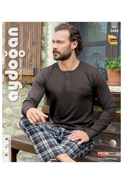 Aydoğan AYDOĞAN 3488 MEN'S MODAL PATLI U.SLEEVE PJ SET