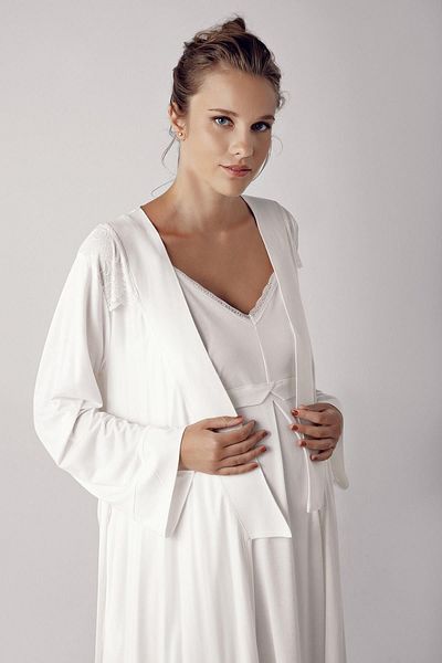 Artış Flexible Viscous Women's Maternity Set - Dressing Gown and Nightgown 13406