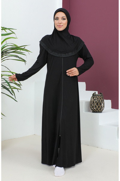 sefamerve Fekete viszkóz imaruha - fejkendővel, 4485-07 modell