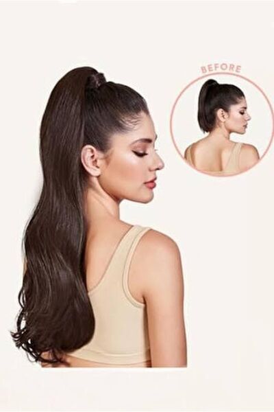 CESLİFE Koyu Kahverengi At Kuyruğu Ponytail Çıt Çıt Takma Saç - Isıya Dayanık...