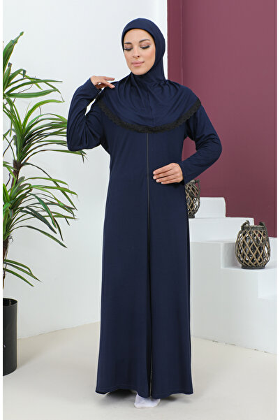 sefamerve Modlitební šaty z námořnické modré viskózy – s šátkem, Model 4485-03