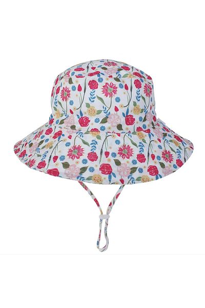 Petityu UV Sun Protection Hat – UPF50+ White Pink Flower Hat