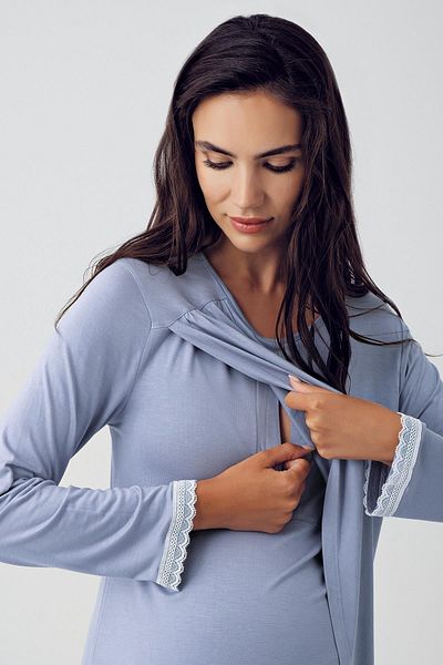 Artış Lycra Viscous Maternity Pajamas Set - Long Sleeve and Nursing Compartment