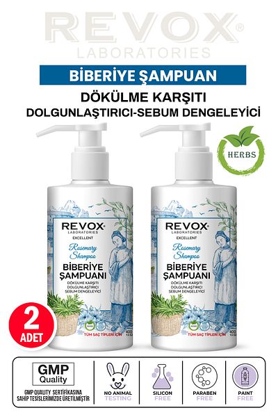 Revox Rosemary Extract Hair Care Shampoo - Purifying Anti-Shedding 400ml x 2 Pcs