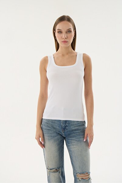 Sevim 16157 Model Women's Fittili Square Collar Sleeveless T-shirt
