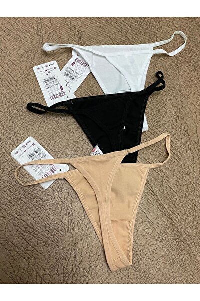 Rope Detailed Mixed Color 3-Piece Women's Thong