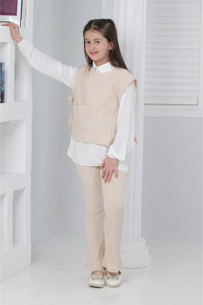 Asortix Set de trei camisole din bumbac pentru fete - cămașă, pantaloni, maio...