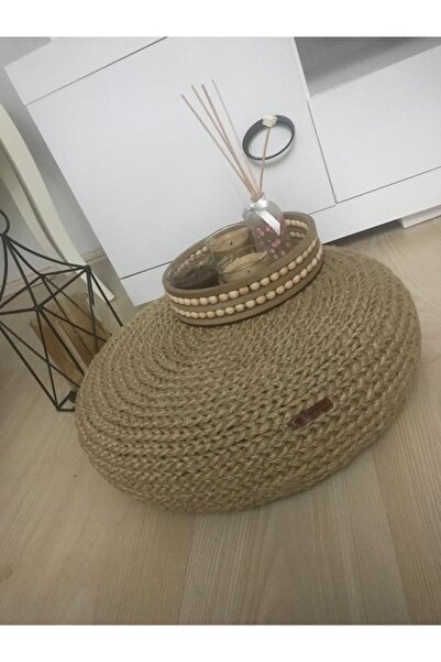 Hayal Home Dekoratif Hasır Puf Yer Minderi (42x12)