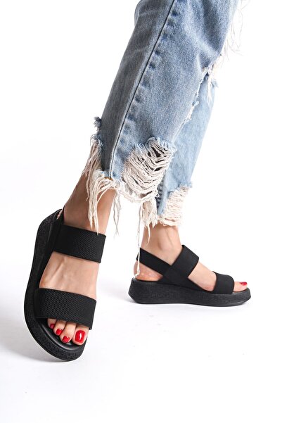 Shoesers Sandale de zi cu zi cu bandă dublă, ortopedice și cu talpă groasă