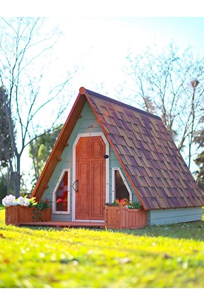 MANDU Ahşap Üçgen Çocuk Oyun Evi ( Aframe Playhouse)