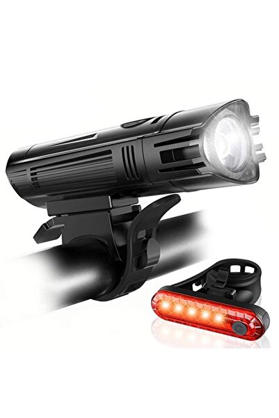 Schulzz T6 Led 300 Lümen 4 Modlu Su Geçirmez USB Şarjlı Ön Arka Bisiklet Farı Işığı 1300 mAh