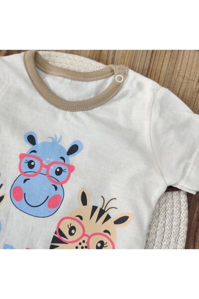 Bebella 2-Piece Blue Set for Baby Boy Girl - Short Sleeve Summer Printed Gift Set 6-18 Months