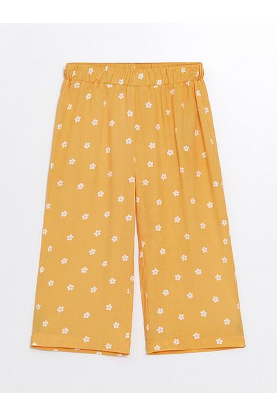 LC Waikiki Flower Patterned Elastic Waist Pants for Baby Girl