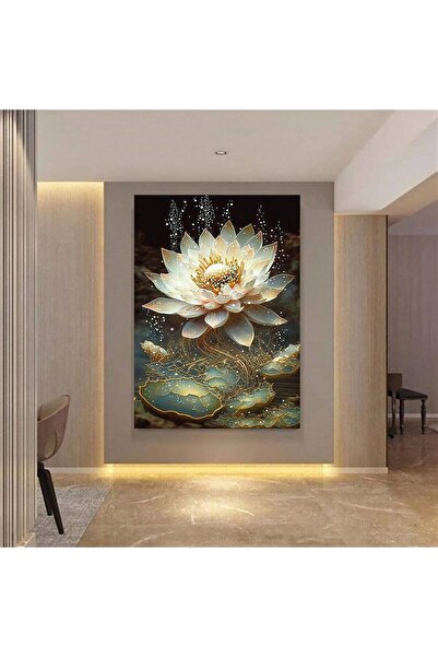 EMİLART Özel Tasarım Sarı Lotus Çiçeği HD Kalite Kanvas Tablo /005-e