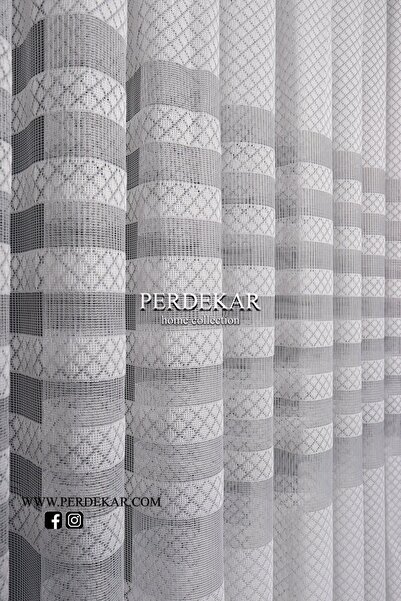 Perdekar Yoğun Desen Örme Tül Perde (1X3 SIK PİLELİ)