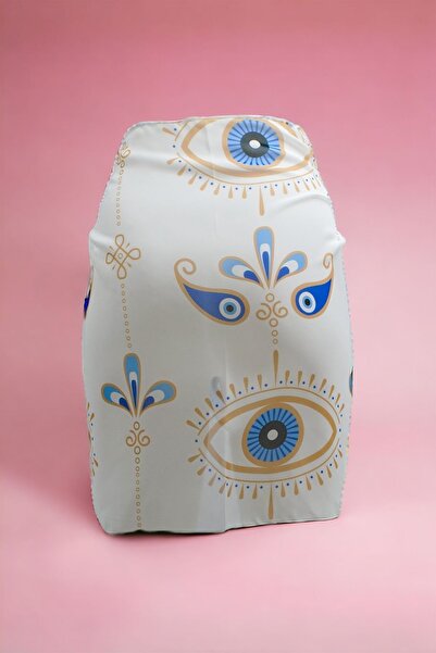 pistore Chiffon White Eye Patterned Short Pareo Women's Beach Dress New Season