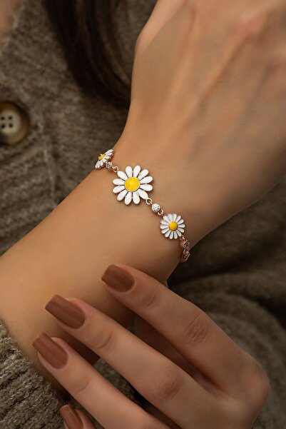 Nereze 925 Ayar 3'lü Papatya Bileklik Kadın Gümüş Bileklik