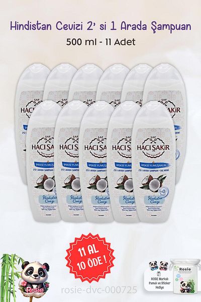 Hacı Şakir Hacı Şakir Coconut - BUY 11 GET 10 PAY, 2 in 1, Shampoo 500 ml, ROSIE