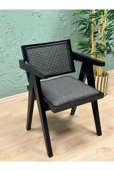 Belmino Mobilya Luna Kollu Hasırlı Ahşap Sandalye