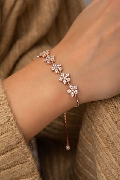 Nereze Asansörlü Çiçek Gümüş Bileklik 925 Ayar