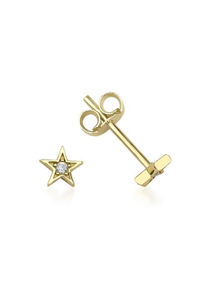 DesignbyKairos 14 Ayar Altın Sparkling Star Çivi Küpe
