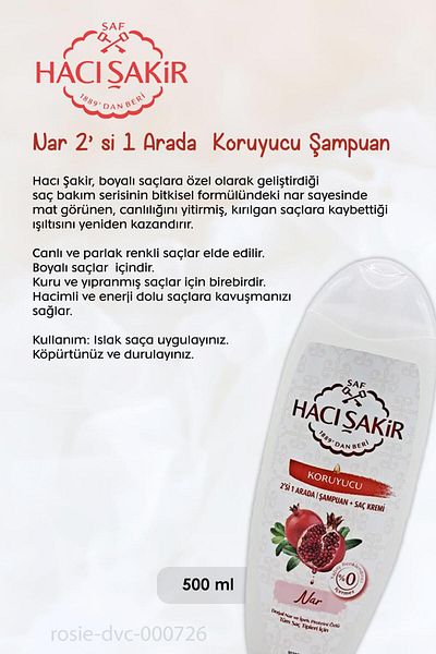 Hacı Şakir Hacı Şakir Pomegranate 500 ml - BUY 4 GET 3 PAY Shampoo Protector, ROSIE