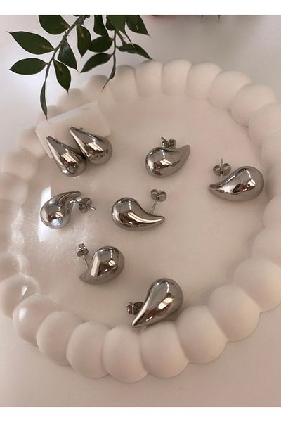 VNS Accessories 1.5 CM Mini Silver Steel Drop Earrings